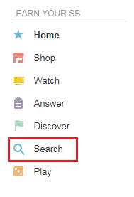 Swagbucks search category on Swagbucks Homepage