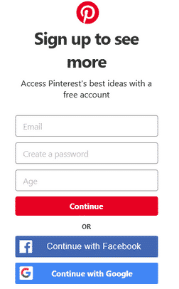 Sign up to your Pinterest account to make money on Pinterest without a blog