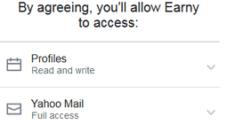 Earny permissions to email account
