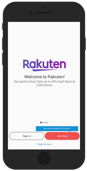 Rakuten App Sign Up Screen