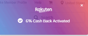 Rakuten Browser Extension Cash Back Activated