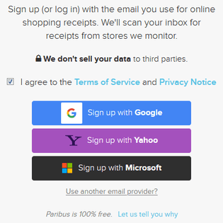 Paribus Sign Up Screen
