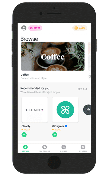 Drop app homepage with different brands