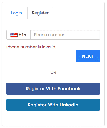 Airmule registration screen
