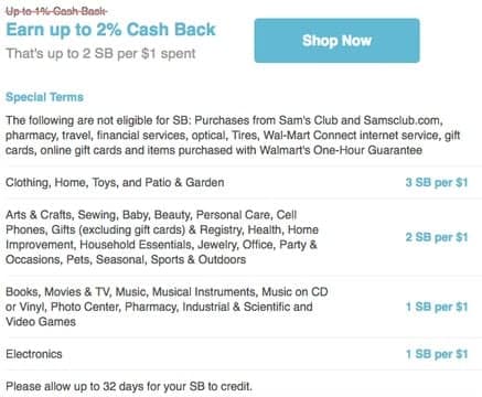 Swagbucks shop store details when clicked on store