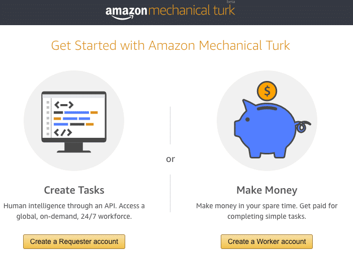 Sign up for your Amazon's Mechanical Turk account