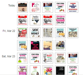Tailwind schedule example of Pinterest pins