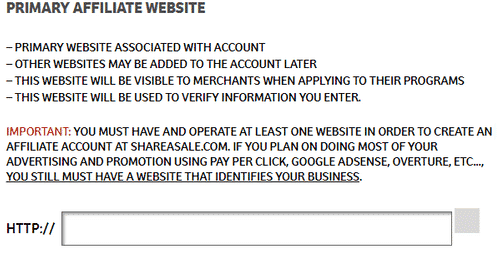 Affiliate programs for Pinterest example that requires website