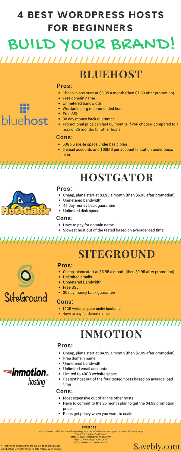 The 4 Best WordPress hosts for beginners infographic