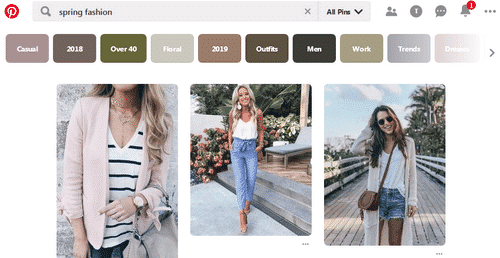 Using the Pinterest search feature