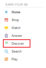 Swagbucks discover category on Swagbucks home page