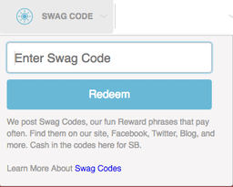 Swag codes entry