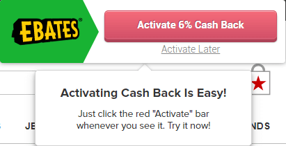 Ebates browser extension for cash-back