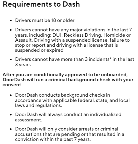 Doordash Requirements to drive