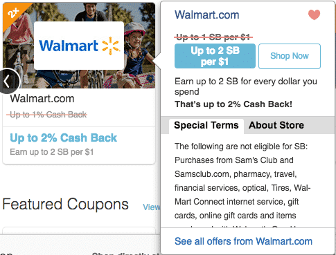 Swagbucks shopping store details for cash back