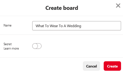 Create a board on Pinterest