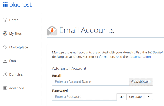 Setup your email accounts for your website or blog on Bluehost