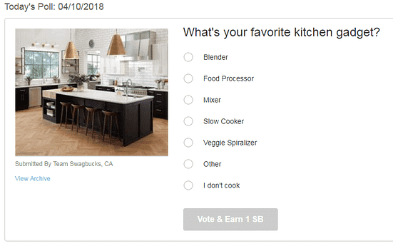 example of daily poll question to make money with swagbucks